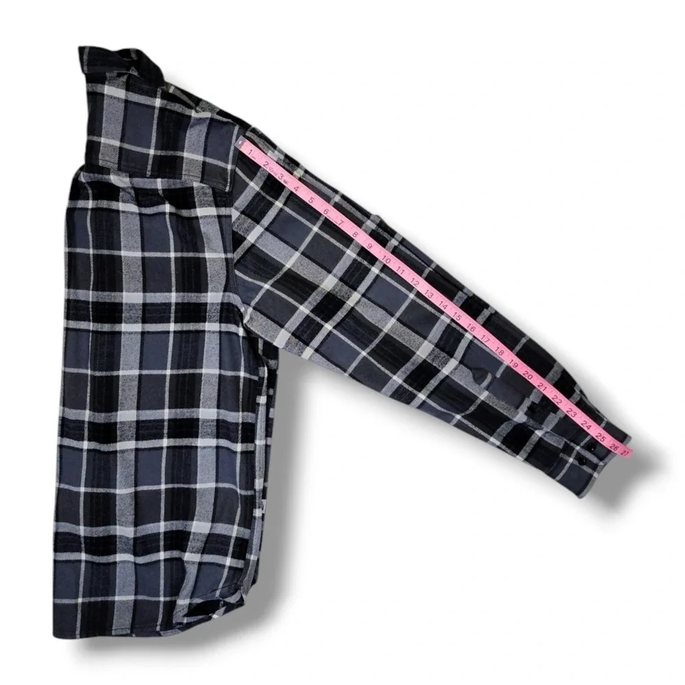The North Face Gray Black White Plaid Long Sleeve Flannel Shirt Men's‎ M